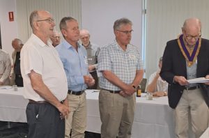 Joe Burns, Treasurer, Stephen Powell, Chairman , and Tony Hunter being introduced by Acting Chamberlain Graham Short
